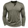 Men's Solid Color Casual Sports Round Neck Button Trendy Slim Fit Long Sleeve Top