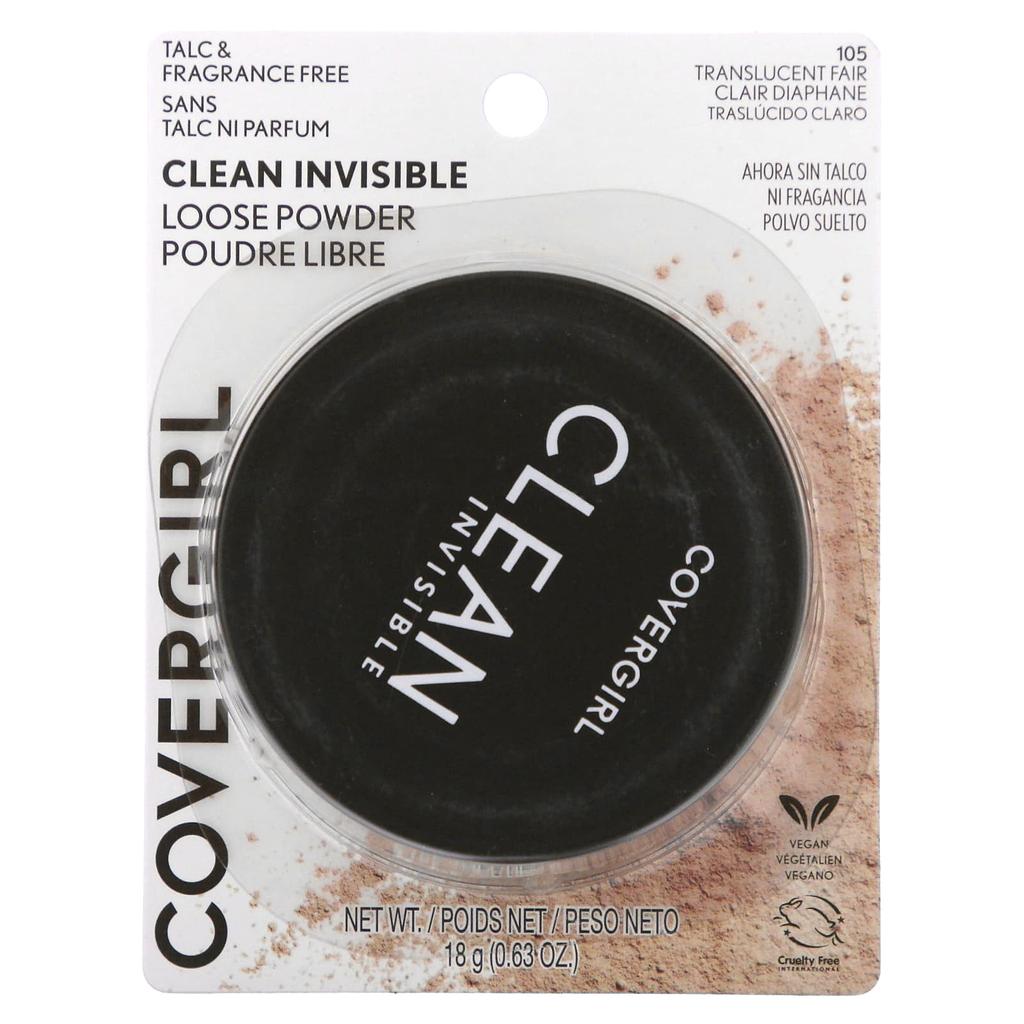 Covergirl, Clean Invisible, sypký pudr, 105 Průsvitný perleťový, 0,63 oz (18 g)