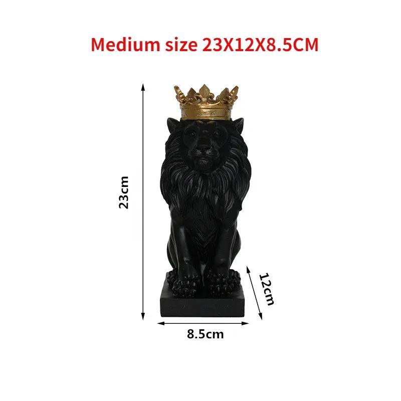 Resin Lion Statue Crown Lions Sculpture Animal Figurine Abstract Decoration Home Decor Nordic Model Decor Table Ornaments