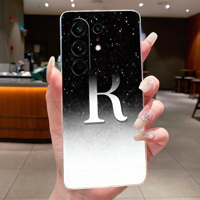 Anti-scratch Case For Tecno Camon 50 Pro 4G Jelly Clear TPU Soft Casing Fashion Lucky Initial Letter With Flower Couple Shell