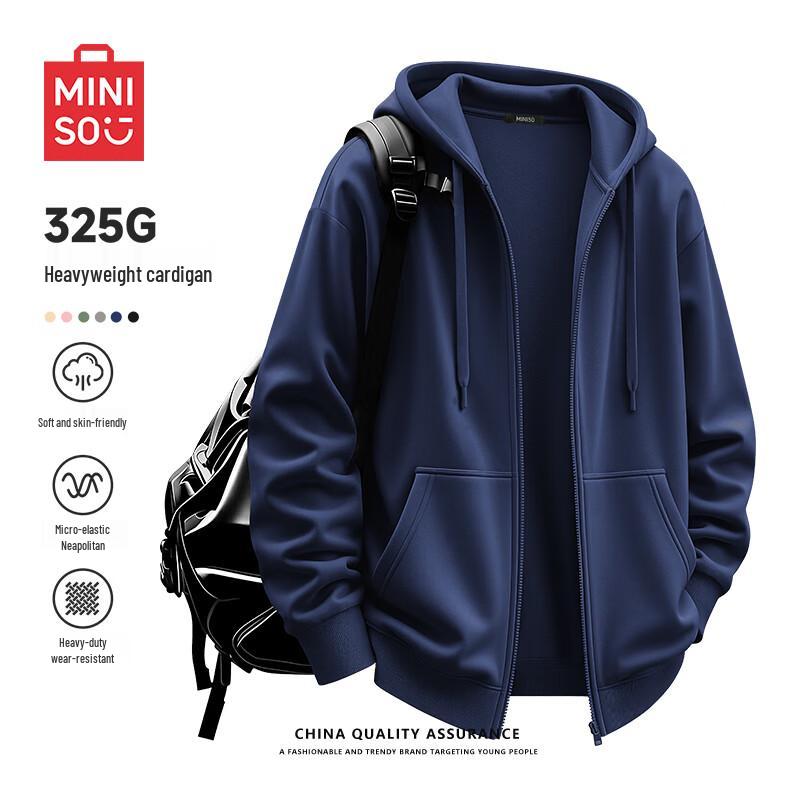 MINISO Heavyweight Hooded Zip-Up Cardigan Sweatshirt