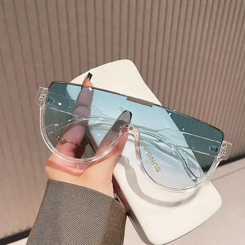 New Half Frame Oval Sunglasses Fashion Women Outdoor Street Po Sun Glasses Women's Sports Windproof Eyewear UV400 Glasses