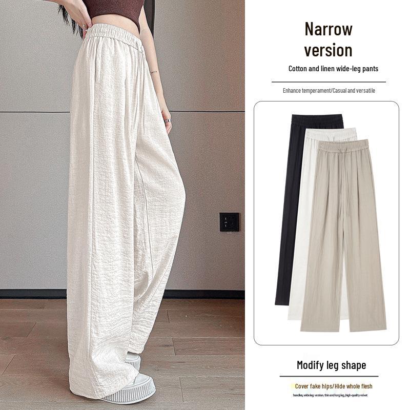 

Women s Yamamoto Narrow-Leg Cotton Linen Pants, 2025 Spring & Autumn Collection – Petite, Breathable, Straight & Wide-Leg Design M