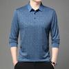 Mens Long Sleeve Jacquard Polo Shirt Business Casual Spring Autumn Top
