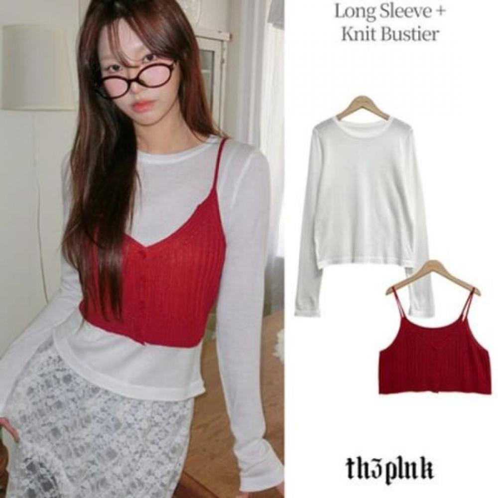 The Pink Women Vermilion Layered Tank Top + Long Sleeve Set