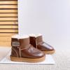 Children's Genuine Leather Snow Boots Sheepskin Fur Integrated Short Boots Waterproof Non-slip Cotton Shoes