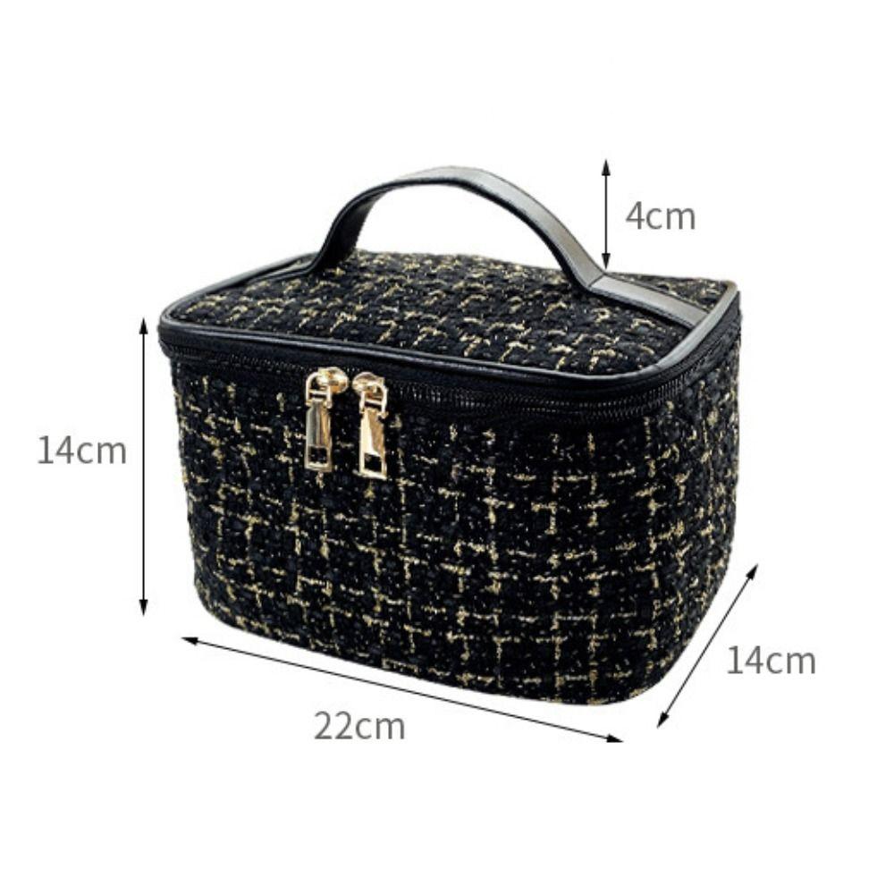 Fashionable Polyester Makeup Bag Knitted Style Korean Style Toiletry Organiser Large Capacity Storage Bag Travel Use