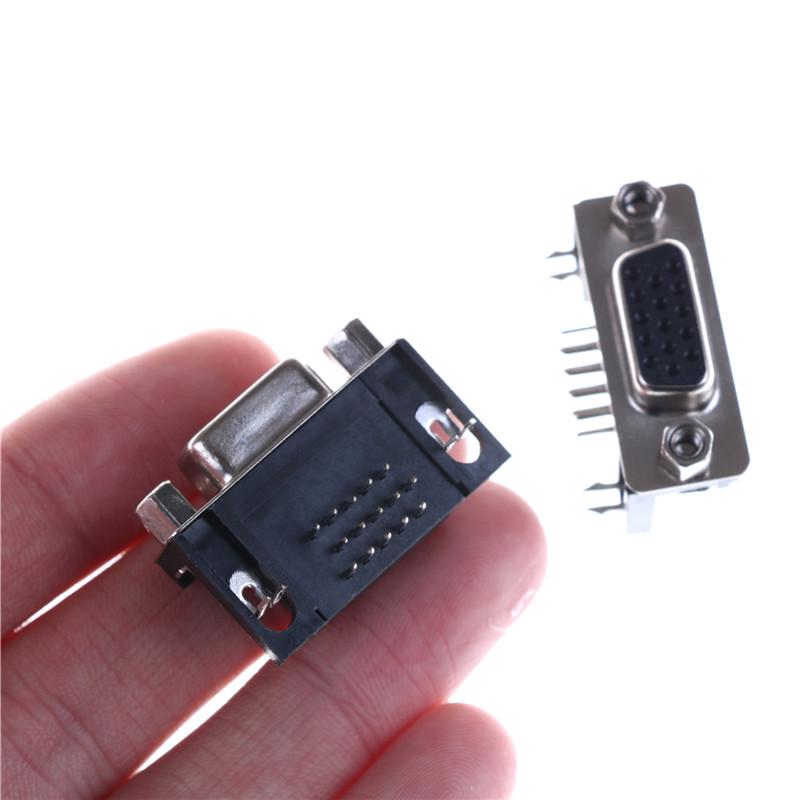 2 Adet VGA Db15 15Pin D-Sub 3 Sıralı Dişi Dik Açı Pcb Lehim Kablo Konektörü