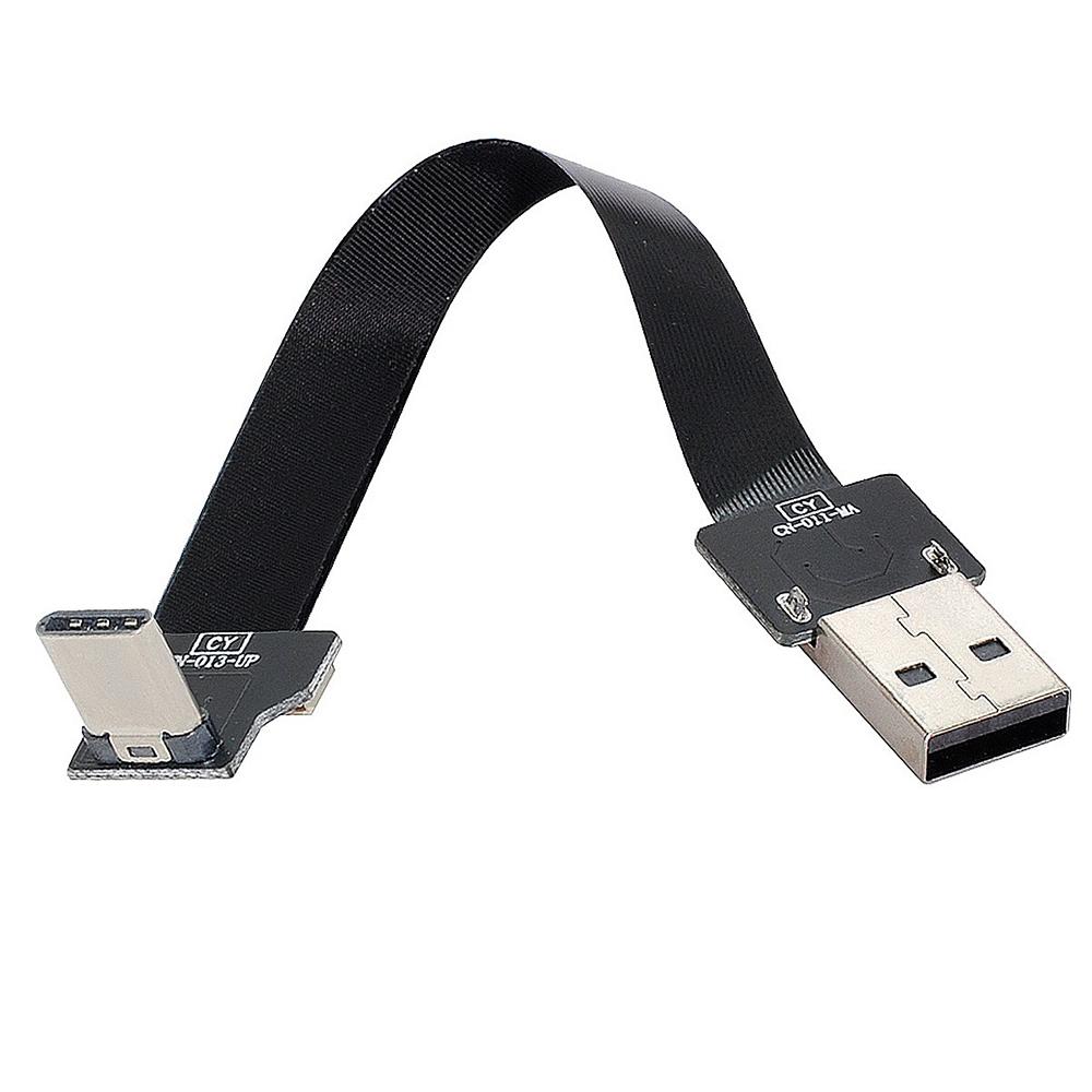 

U2-039-UP-0.2M CN-011-MA/CN-013-UP/CN-019 480Mbps USB 2.0 Type-A Male to Up/Down Angled Type-C Male Flat Slim FPC Data Cable for FPV/Disk/Phone As Shown A