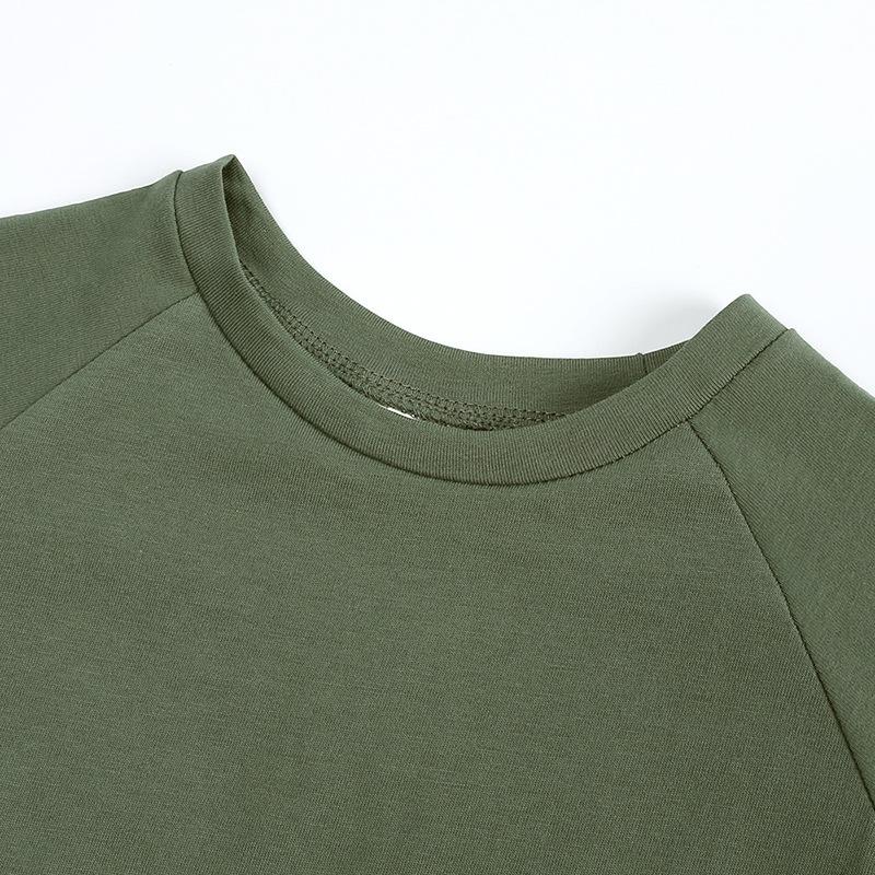 Children's Clothing Short Sleeved T-shirt Summer Children's Solid Color Bat Sleeve T-shirt Boys and Girls Round Neck Loose Top