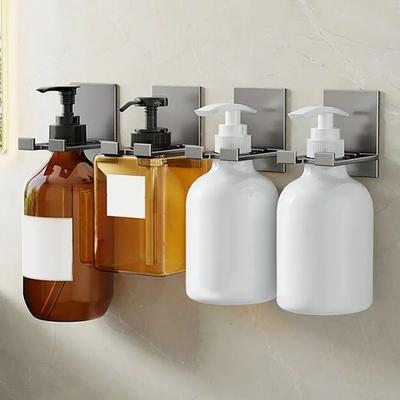 2pcs Aluminum Wall Mount Soap Bottle Holder Durable Bottle Hanger Stand Bathroom Use