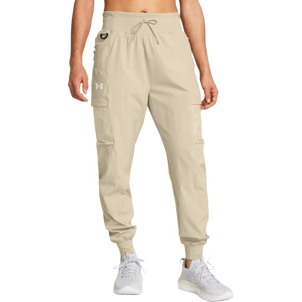 Under Armour Solid Color Casual High Waist Sports Pants Women Bottoms Beige 1383359-289