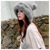Winter Hat For Girls Faux Fur Pompom Knitted Hat For Outdoor