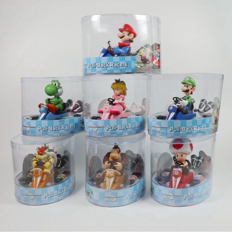 Gifts Super Mario Kart Princess Peach Pull Back Figure Car Pvc Toy Collection With Dismantlable Limbs