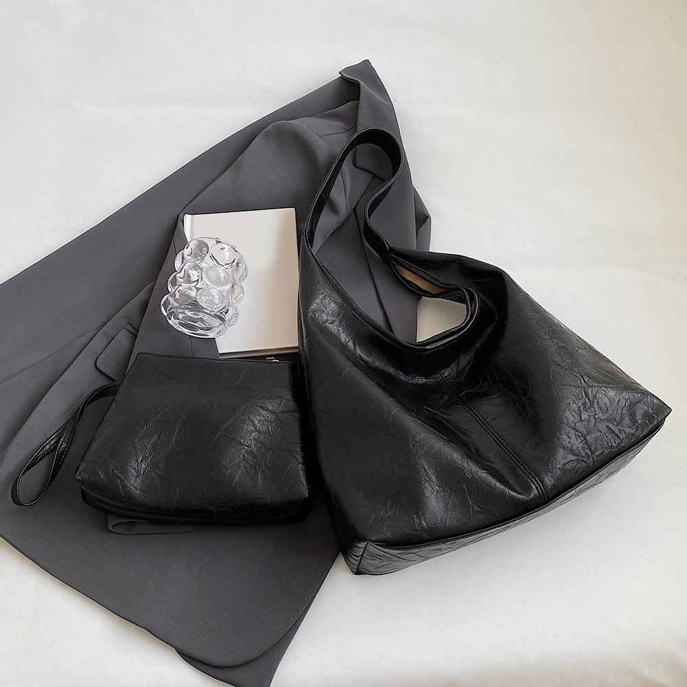 Women Leather Shoulder Bag Fashion Hobo Bag and Clutch Casual 2pcs Shoulder Bag and Handbag Set Satchel Hobo Bag Commuting Bag