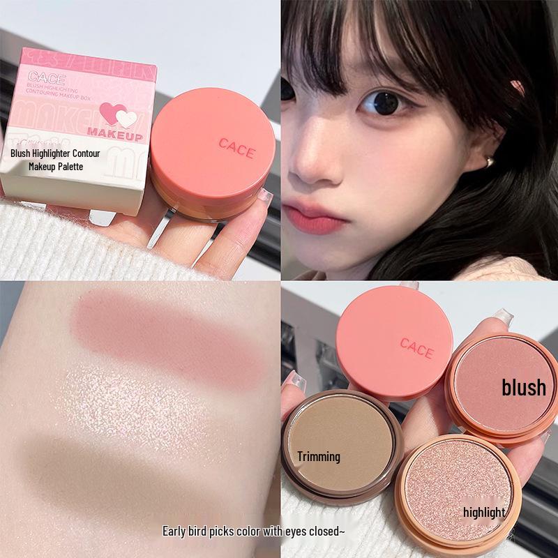 

CACE Multi-use Blush, Highlight & Contour Palette: Long-lasting Natural Nude Makeup.