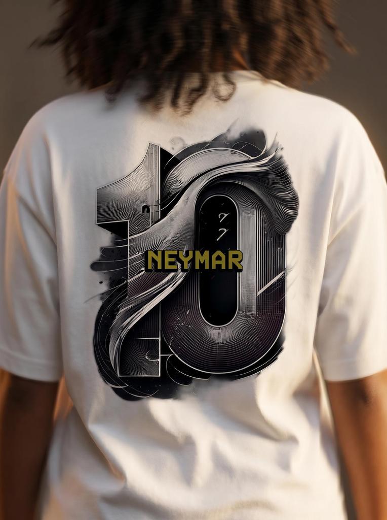Neymar 10 Graphic Tee, Abstract Football Legend Shirt, Soccer Fan Back Print T-shirt, Vintage Streetwear Graphic Top, Neymar Inspired Gift