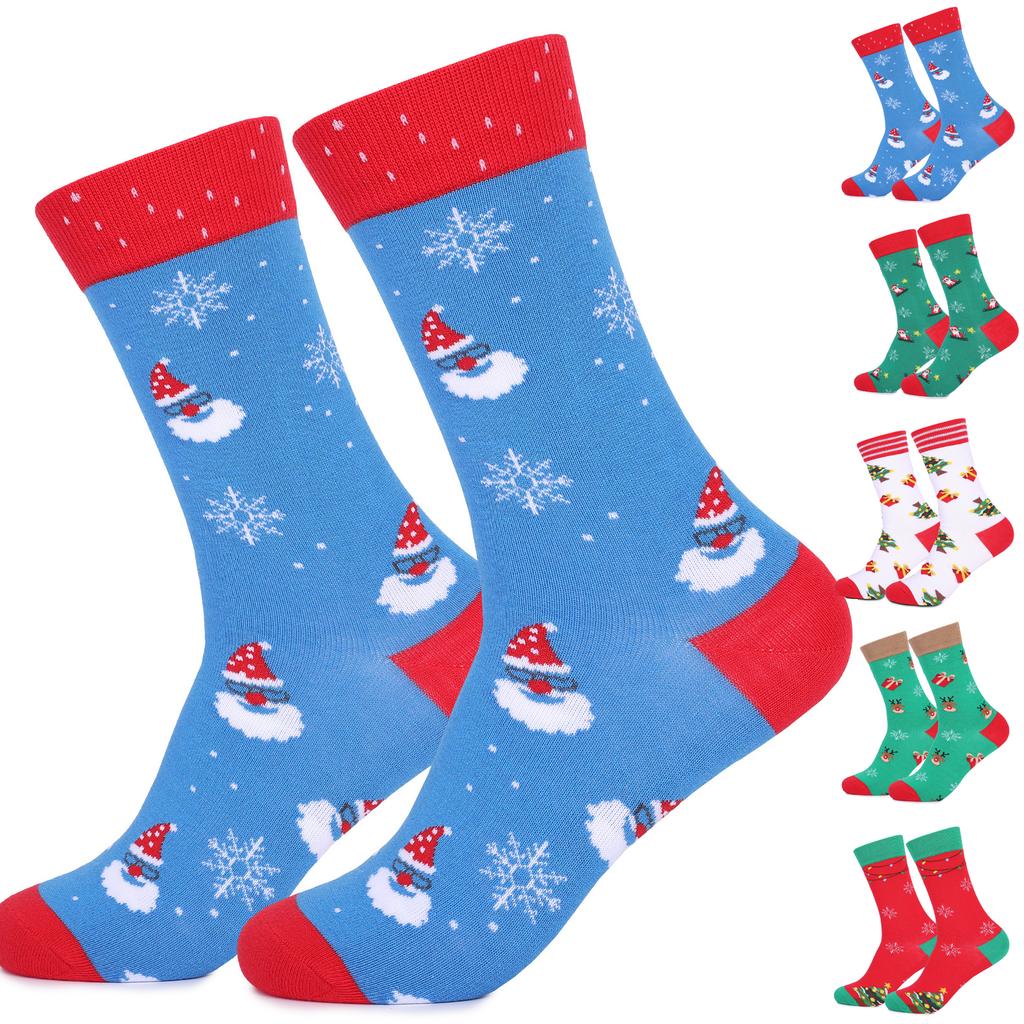 Adult Christmas Christmas Tree Snowflake Wave Pattern Ethnic Style Warm Absorbent Odor-Resistant Mid-Calf Socks