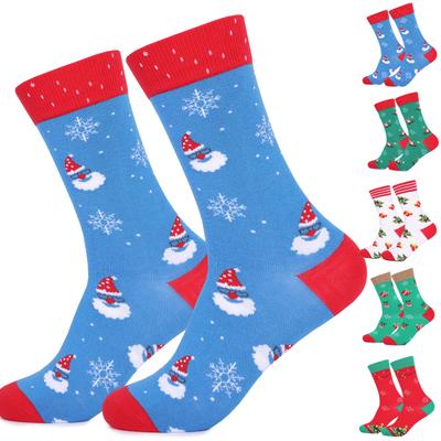 Adult Christmas Christmas Tree Snowflake Wave Pattern Ethnic Style Warm Absorbent Odor-Resistant Mid-Calf Socks