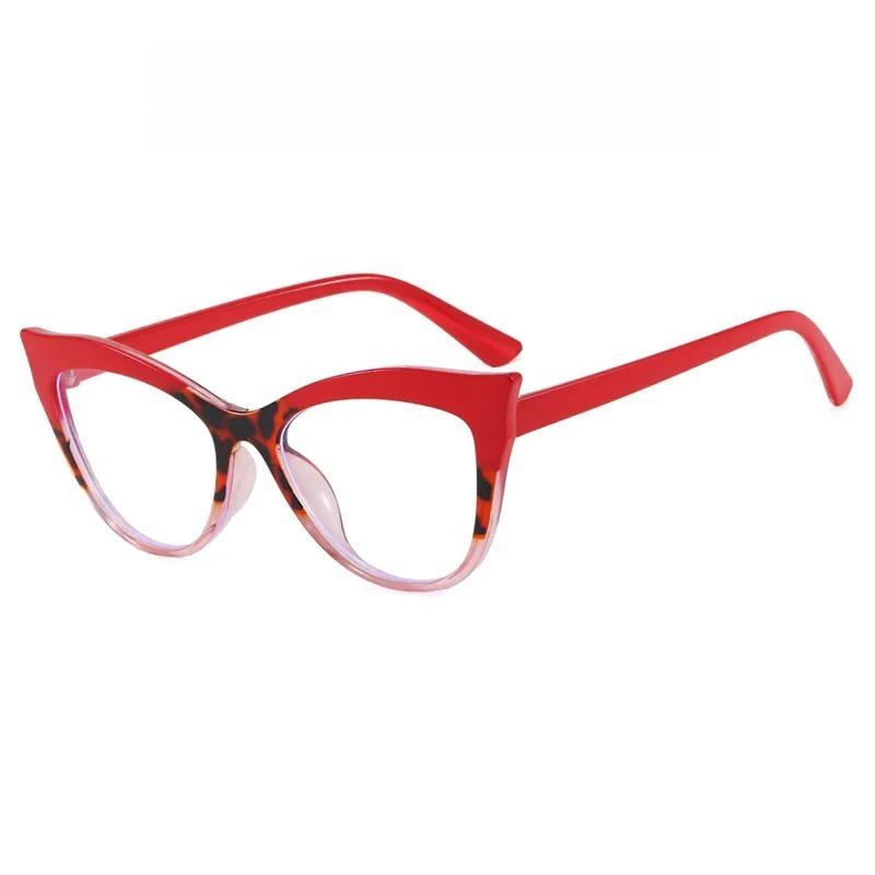 Stylish Color-Block Cat-Eye Frames Anti-Blue Light Non-Prescription Glasses Classic Cycling and Driving Eyewear for Women