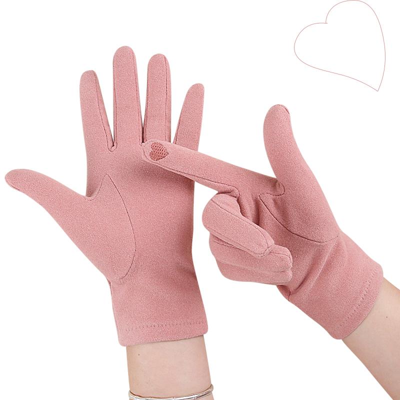 Autumn Winter Thin Korean-Style Tencel De Velvet Touchscreen Gloves Single-Layer Outdoor Cycling Driving Warm Womens Gloves