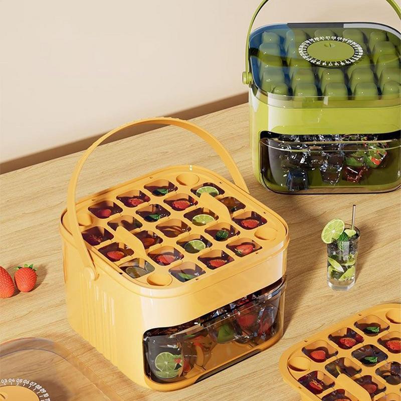 25-Grid Ice Block Mold Tray Ice Tray with Lid and Bin Reusable Refrigerator Ice Maker Mold Homemade Ice Storage Box for Drinks