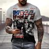 T-shirt Rock Band Kiss Stampa 3D Uomo Donna Moda Fresca T-shirt Manica Corta Hip Hop Streetwear Harajuku