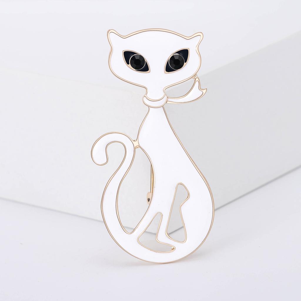 Fashion Enamel Kitten Brooches for Women Rhinestone Animal Pin Cat Lapel Pins Event Party Gifts Decoration Clothes Accessories