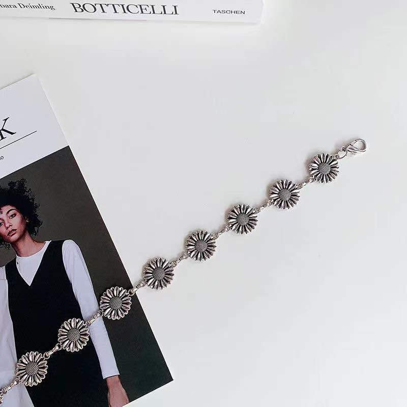 European and American Waist Chain Women's Summer Versatile Ins Style with Dress Jeans Trendy Decorative Metal Chain Flower Belt
