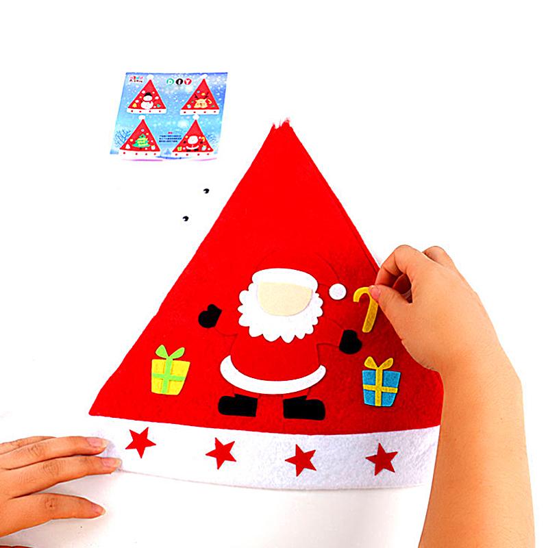 3Pcs/Set Craft Kit Creative Cartoon New Christmas Hat Personality Non-woven Toys Handmade For Children High Quality