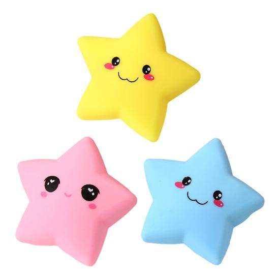 Cartoon Expression Star Squeeze Toy Slow Rebound Flour Filling Smiling Star Fidget Toy Stretchy Soft Stress Ball Sensory Toy