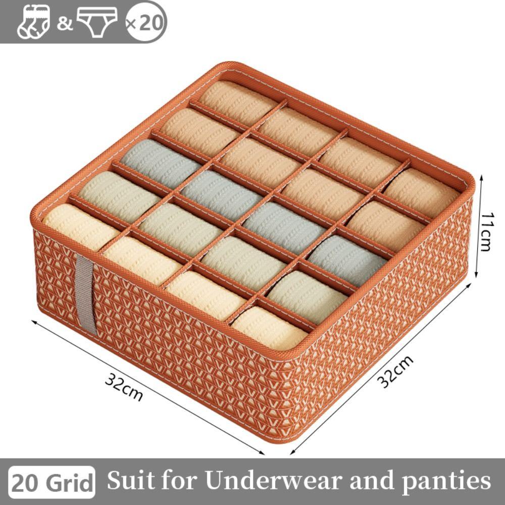 

With Compartments Drawers Separator Boxes Foldable Organizer Bag Wardrobe Organizer Home wine red-20 grids