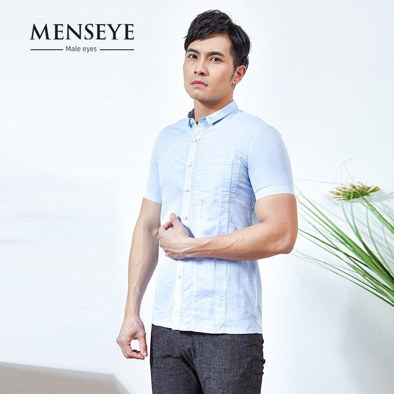 Menseye Menseye Square Collar Leisure Professional Short Sleeve