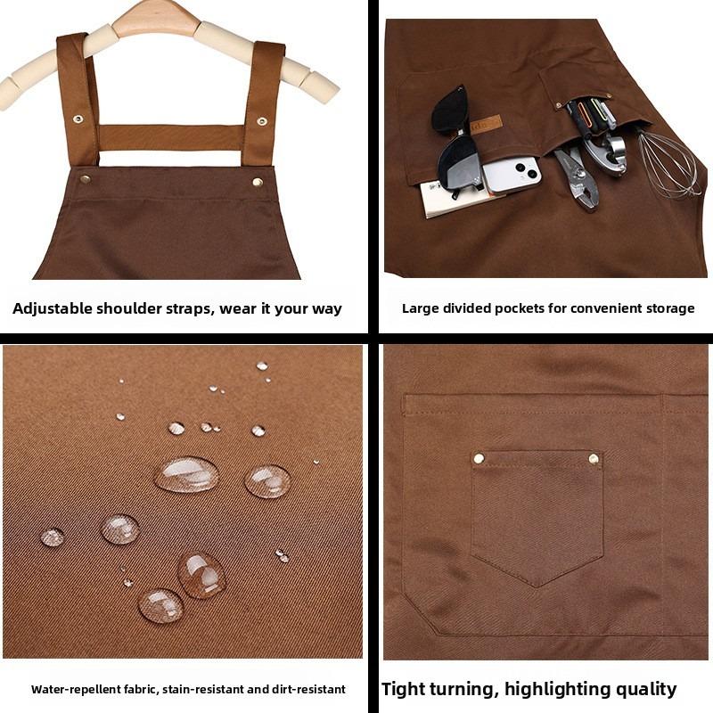 1pcs Waterproof Oil-Resistant Apron Home Kitchen Cooking Apron Workwear for Restaurant/Coffee/Milk Tea Shop
