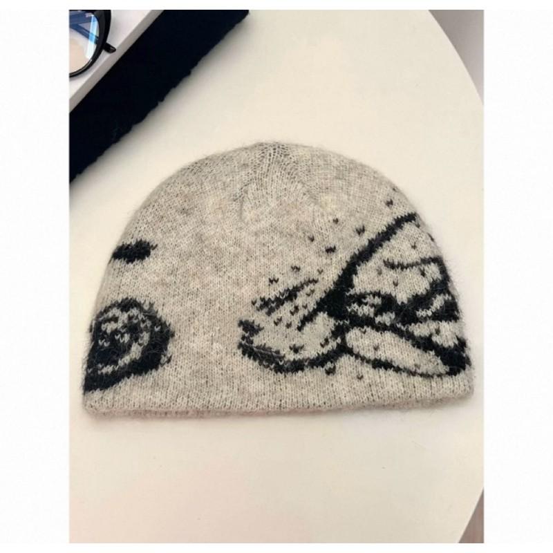 Korean Cartoon Cat Knit Beanie Men Women Winter Warm Ear Flap Hat