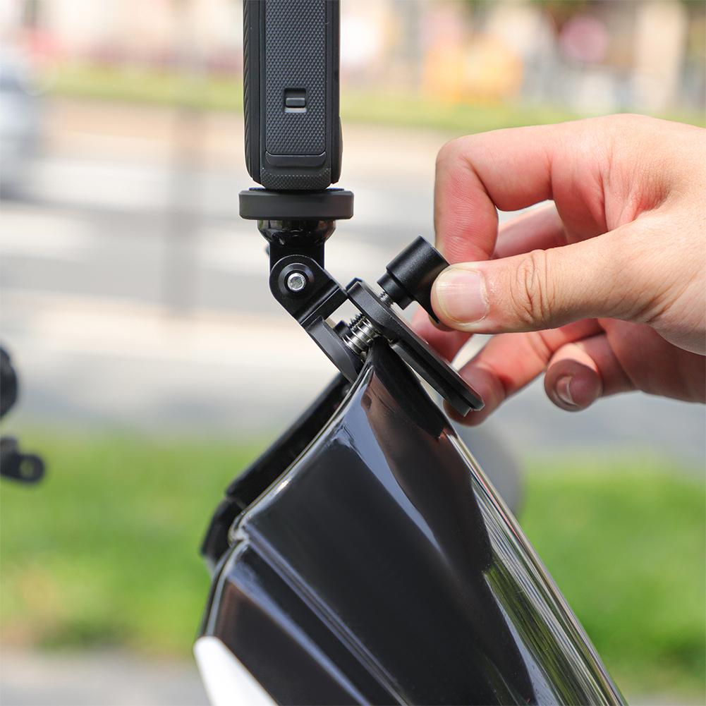 Universal Sports Camera Bracket Aluminum Alloy Motorbike Windscreen Clamp Mount for GoPro GO3S/Pocket/Action 4/Insta360 Series