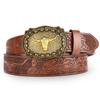 Men's Western Retro Cowboy Belt with Large Buckle - Trendy Street Style Waistband