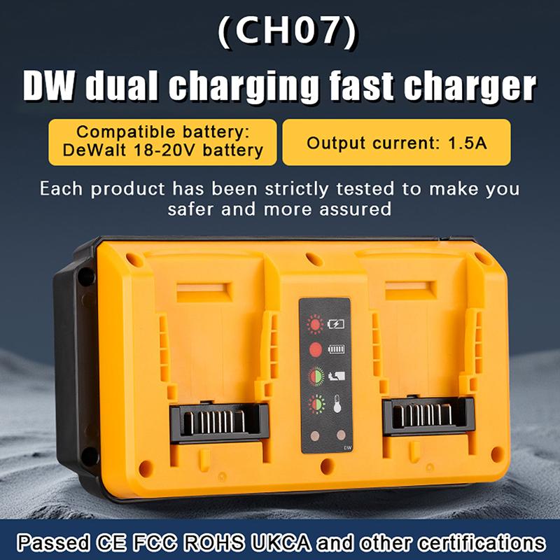 Portable Dual Port Charger Eu/Us Fast Charge Adapter For Dewalt 18-20V Lithium Battery Dcb202 Dcb204 Dcb205 Dcb206 Dcb207 Dcb203