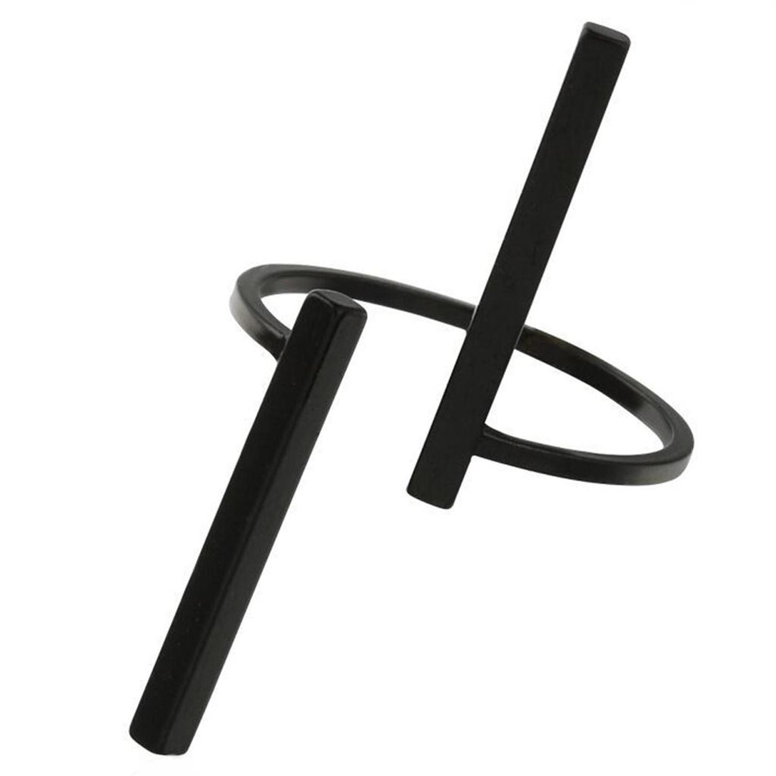 Women Minimalism Fashion  Geometry One Font Open Band Ring чёрный