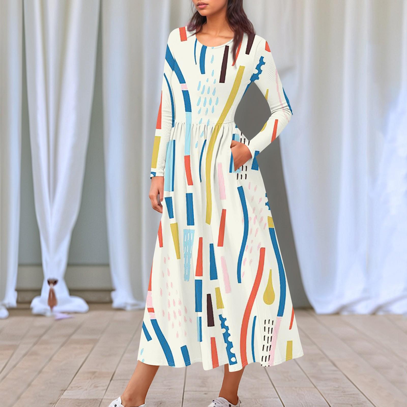 

Женские повседневные модные длинные платья с графическим принтом и длинным рукавом, осень XL жёлтый