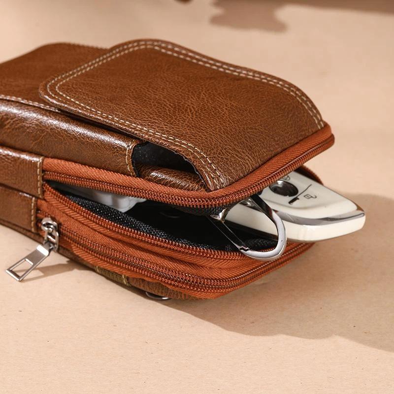 Pu Leather Crossbody Bag Versatile Style Simple Design Waist Bag Multiple Pockets Leather Case Messenger Bag Outdoor Work