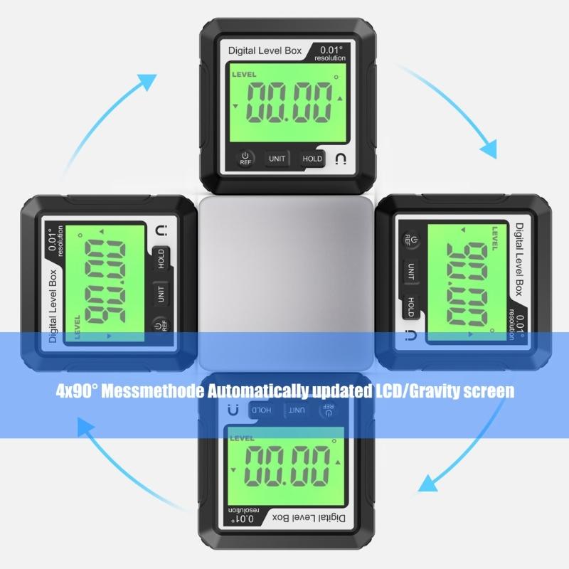 Digital Angle Finder Inclinometer Level Gauges High Accuracy 360 Measurement Magnetic Base ABS Construction for Home