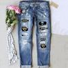 European & American Women's Mid-Waist Ripped Straight-Leg Fashion Jeans