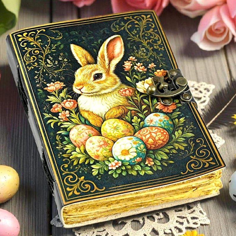 Bunny Rabbit Leather Grimoire Journal: Deckle Edge Spell Book