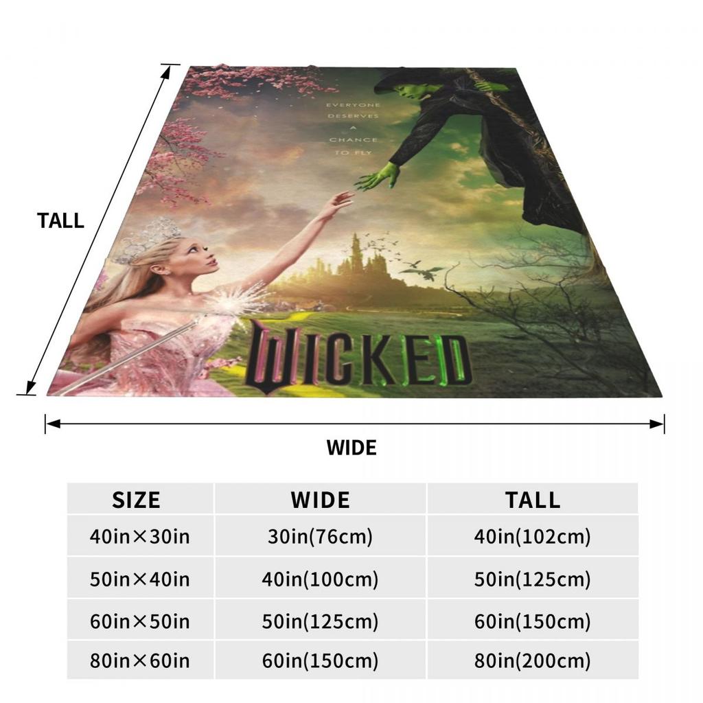 Wicked Musical Movie 2024 Blankets Fleece Print Relax Soft Throw Blankets for Bedding Bedroom Plush Thin Quilt