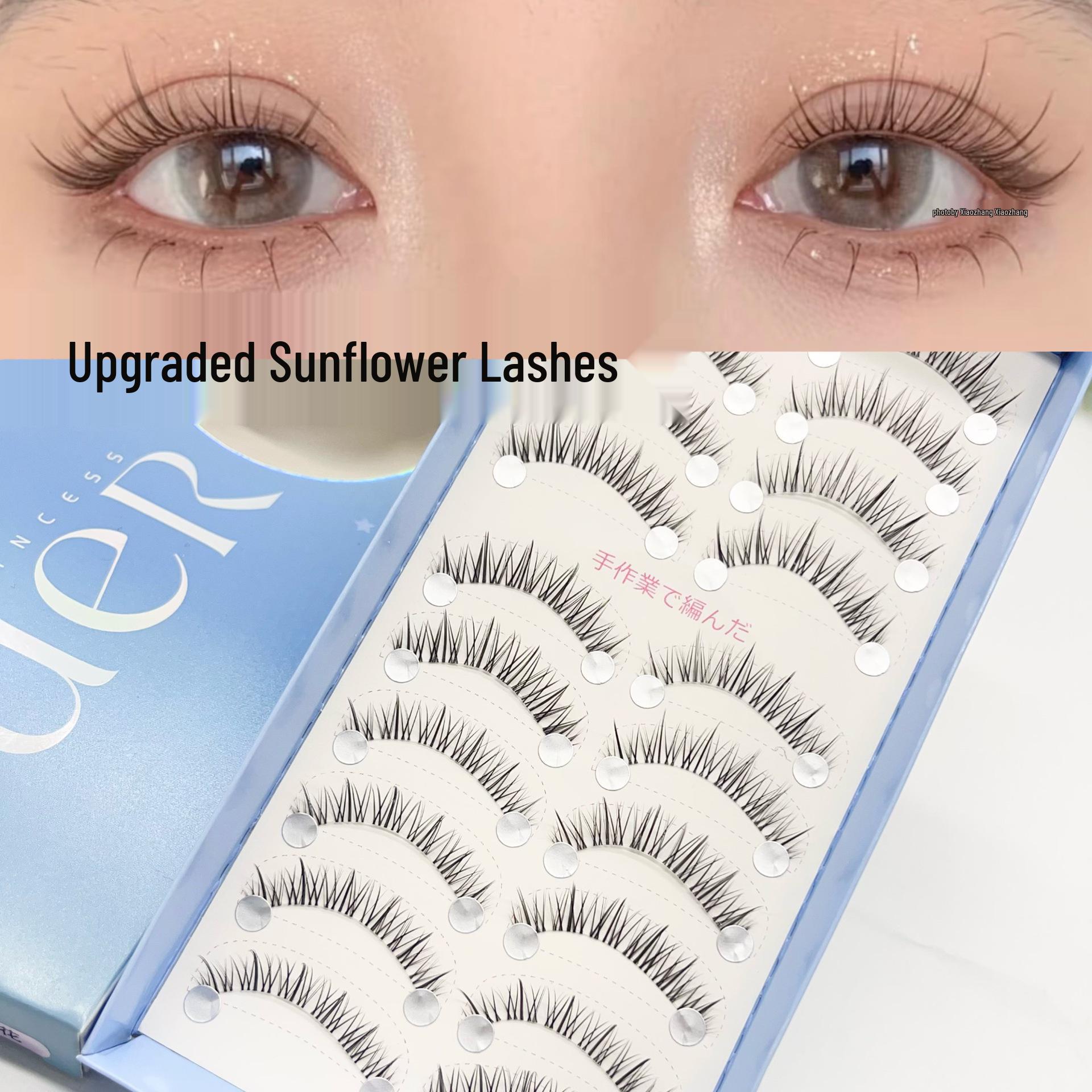 Moon Ge Ge: Natural Lightweight False Eyelashes, Upgraded Transparent Stem - 10 Pairs