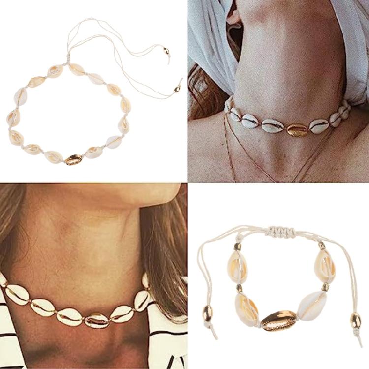 Bracelets de Coquillages Chevillettes Perles de Coquillages Naturels Collier Bijoux pour Hommes
