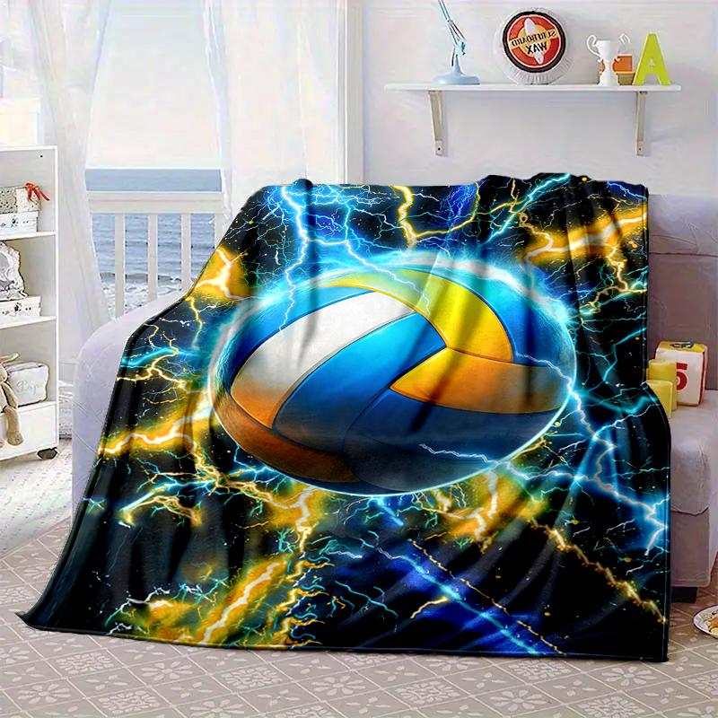 Flaming Football In Action Blanket Flannel Blanket for Bed, Sofa, Camping, Hiking, Picnic Essentials, Gift for Family Fan Gifts