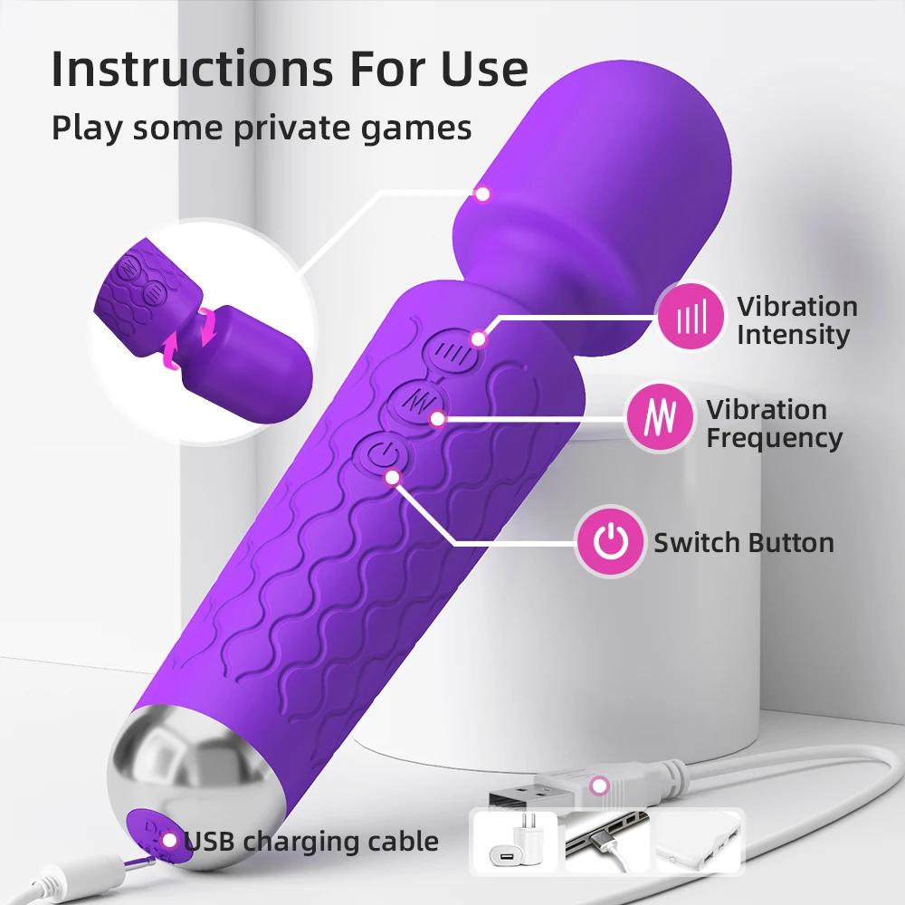 Powerful Wand Massager Adult Sex Toy Wholesale Strong Vibration Full Body USB Rechargeable Electric Massager for Women Couples