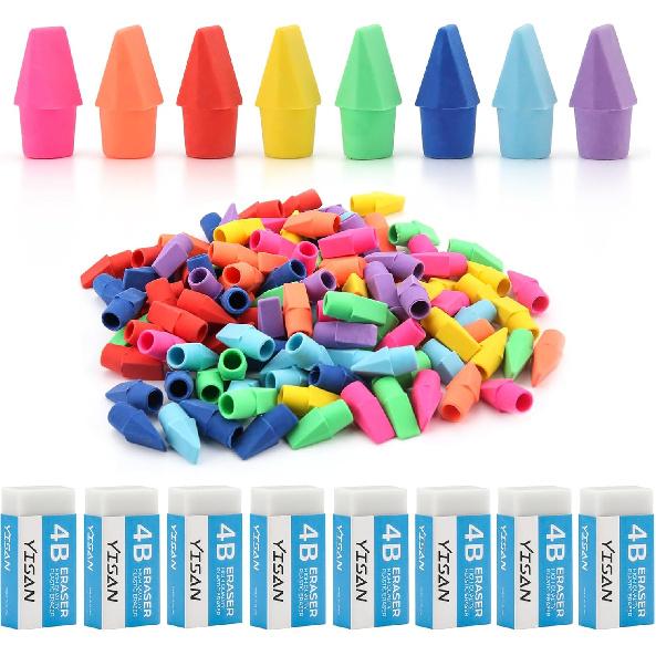 YISAN Cap Erasers for Pencils,Top Eraser & White Eraser Set, 80+8PCS Eraser Set,71334